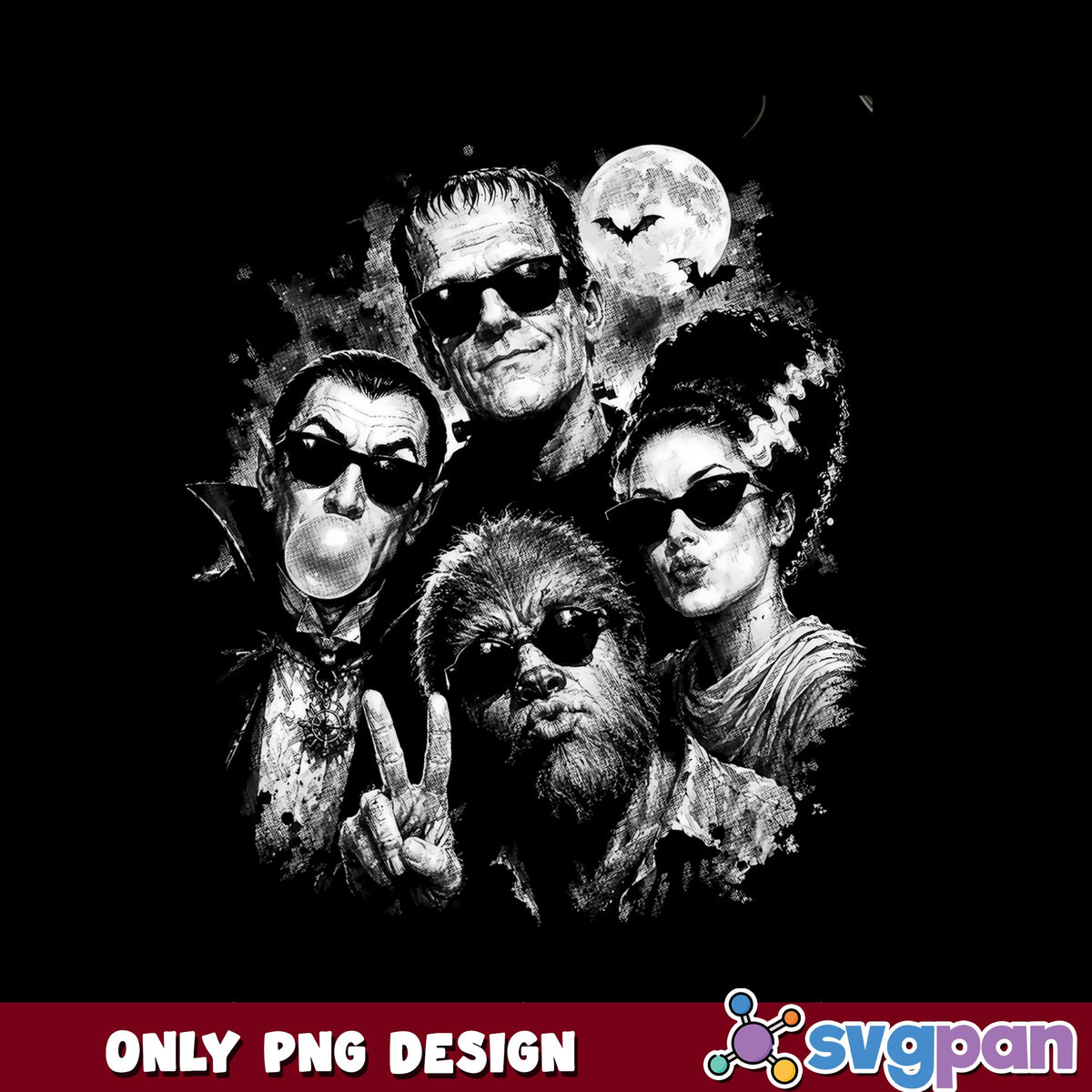 Classic Monsters Halloween PNG, Horror Squad PNG, Frankenstein PNG