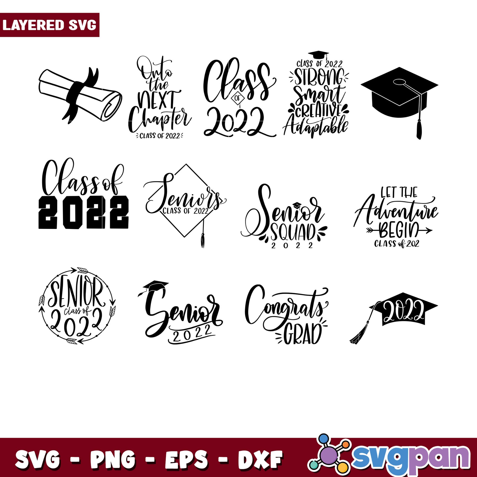 Class of 2022 SVG Bundle Graduation Designs
