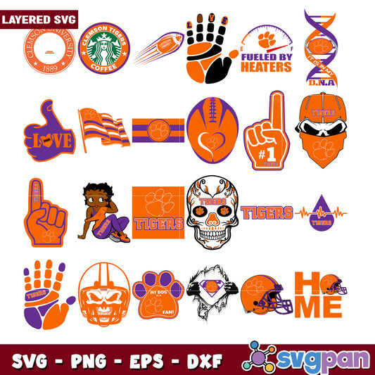 Clemson Tigers SVG Bundle Layered Designs