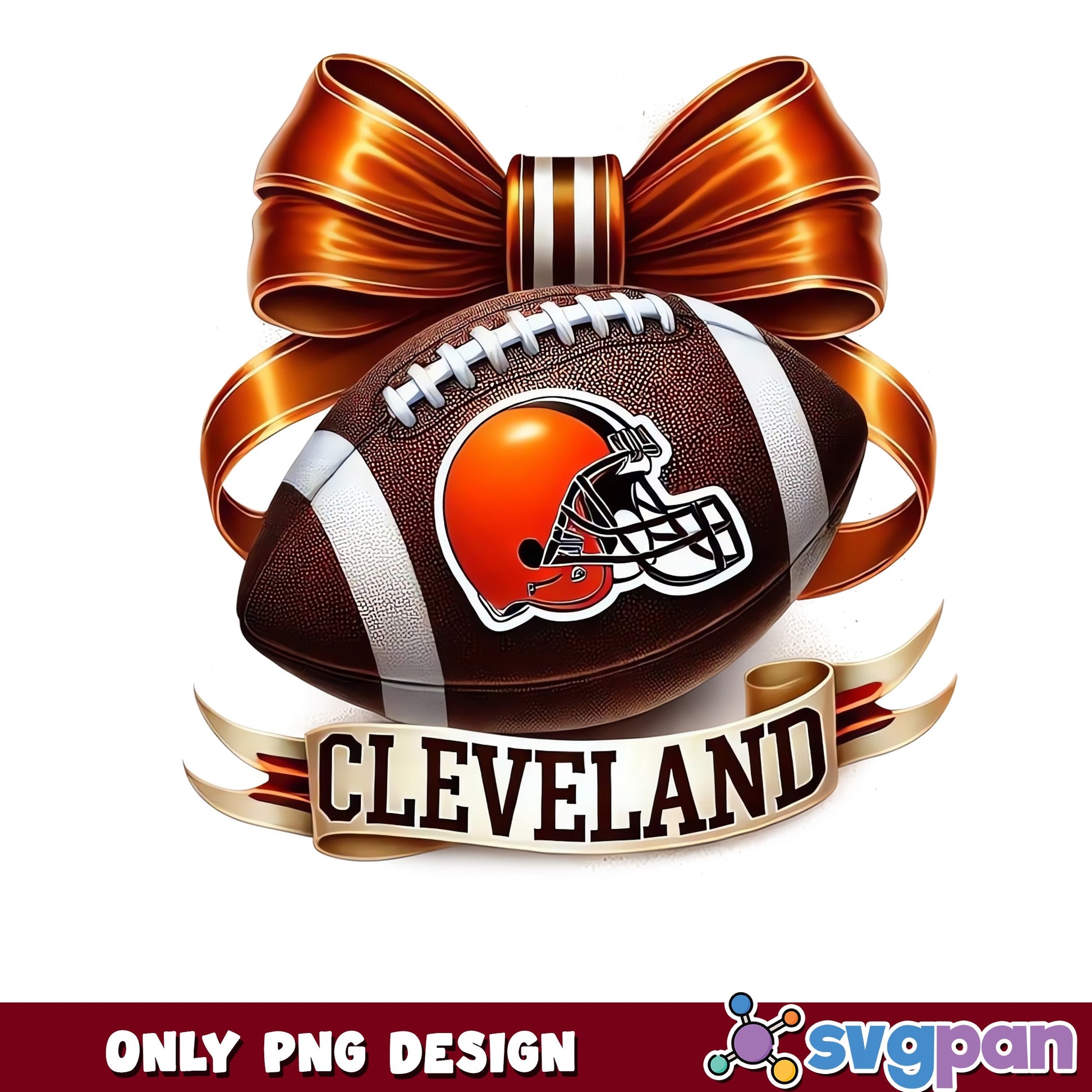 Cleveland Browns Coquette Bow Football PNG, Browns PNG, NFL PNG