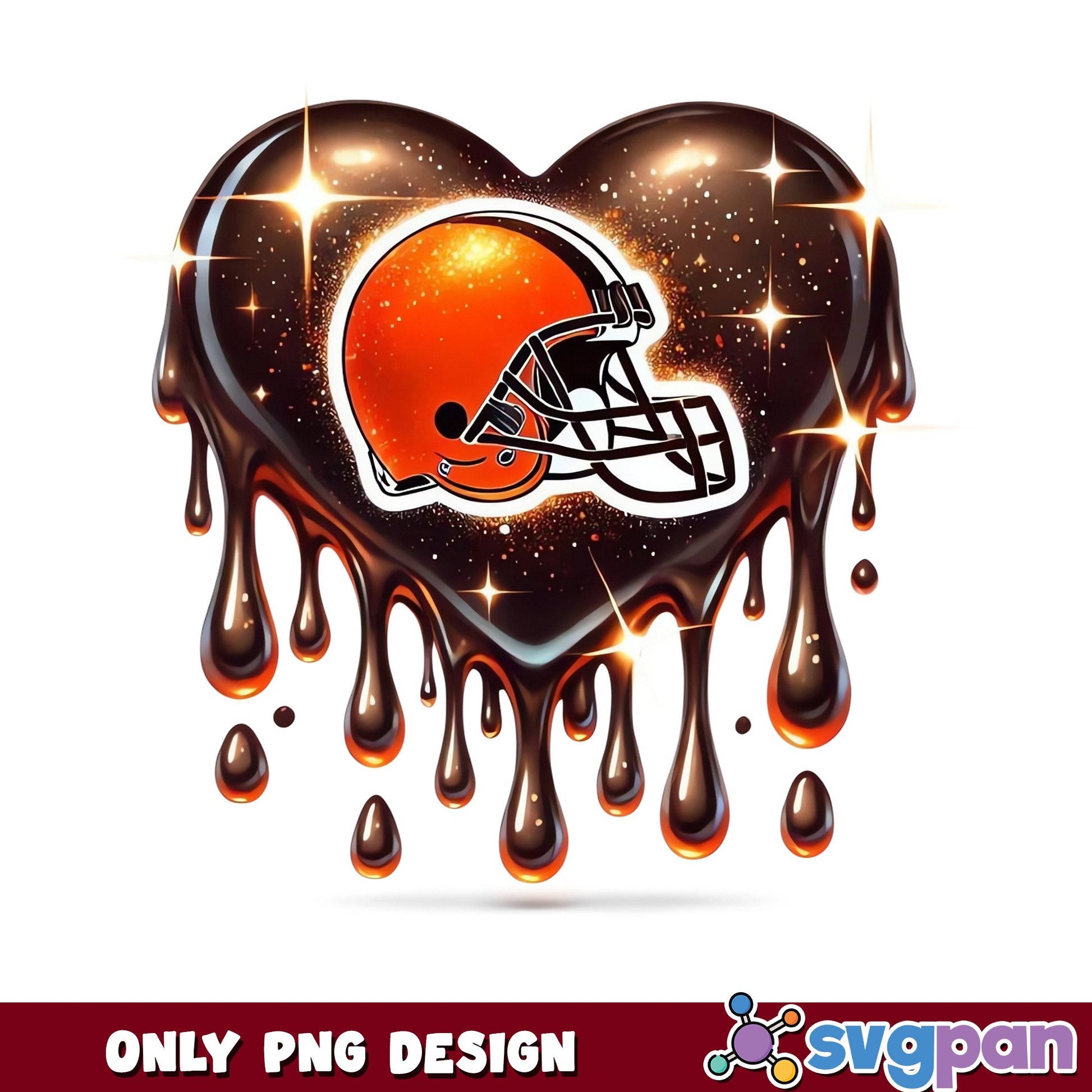 Cleveland Browns Dripping Heart PNG, Football Heart PNG, NFL PNG