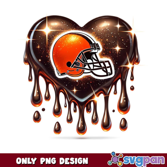 Cleveland Browns Dripping Heart PNG, Football Heart PNG, NFL PNG