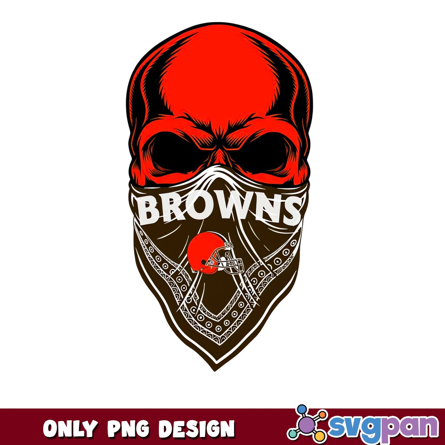 Cleveland Browns Skull Bandana PNG, Browns NFL PNG, Football PNG
