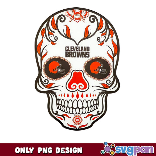 Cleveland Browns Sugar Skull PNG, NFL Sugar Skull, Football PNG