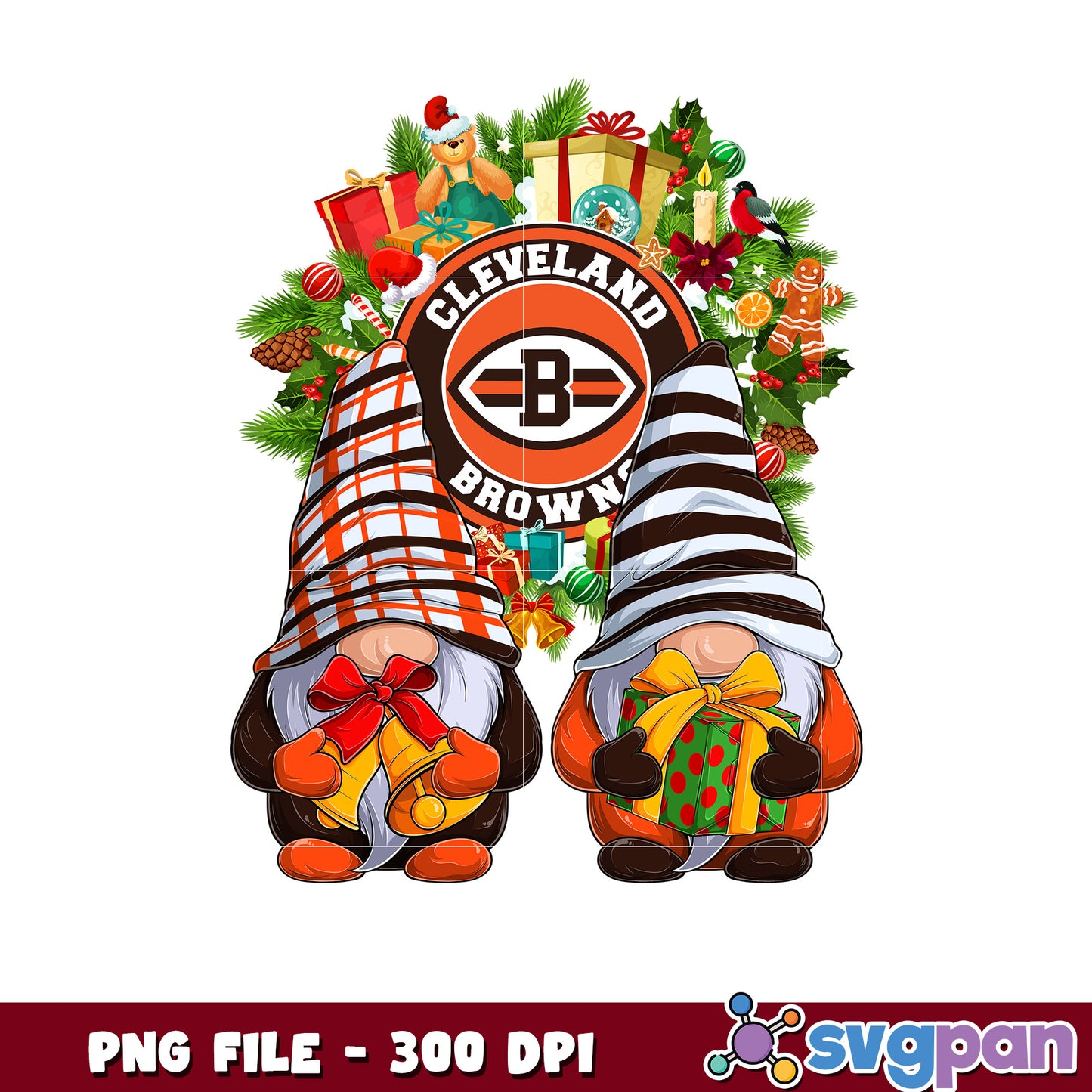 Cleveland browns christmas png, list of nfl teams png, chrismas gnome​ png
