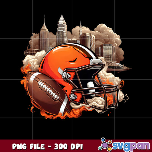 Cleveland browns logo smoke helmet illustration png, nfl team helmet png, nfl design png