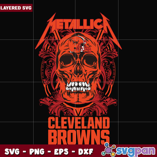 Cleveland browns skull metallica svg, super bowl svg, nfl teams logo svg
