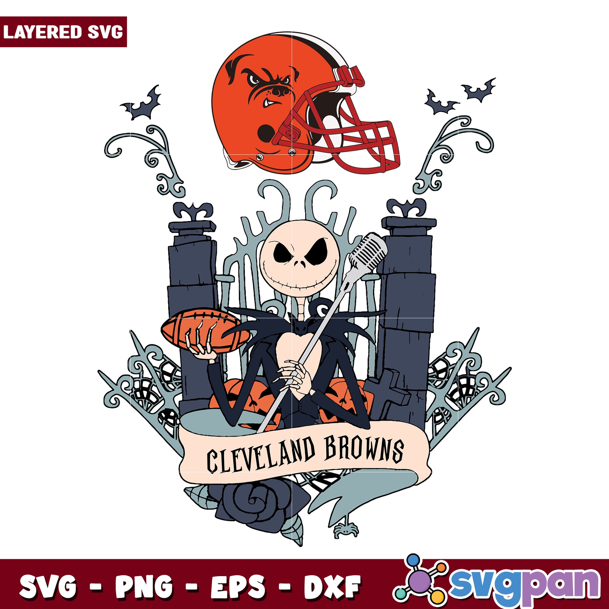 Clevelans browns jack halloween svg, american football svg, nfl games svg
