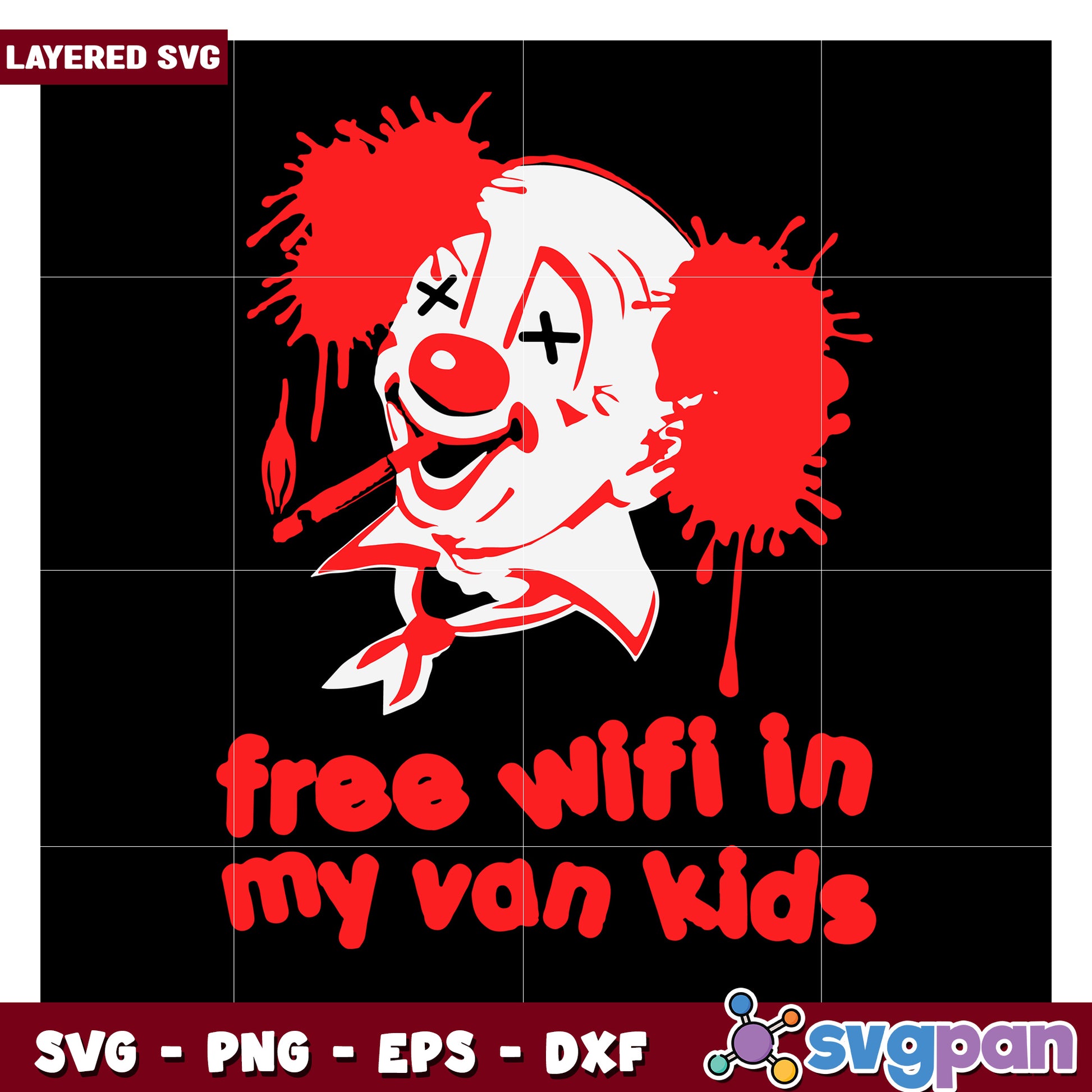 Clown Art Free Wifi In My Van Kids SVG Design, Perfect for Crafts