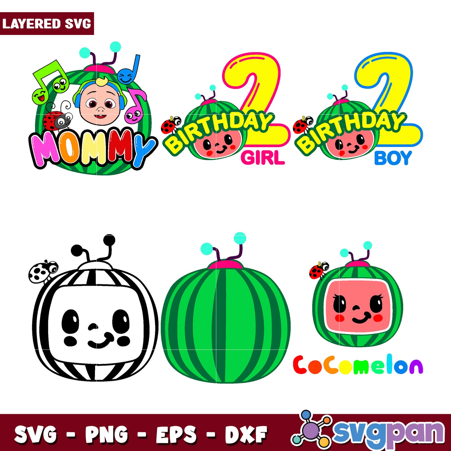 Cocomelon SVG Bundle Birthday Designs