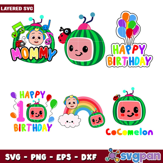 Cocomelon SVG Bundle Mommy & Birthday