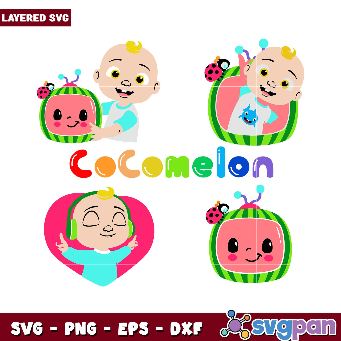 Cocomelon SVG designs for kids, perfect for crafts and projects