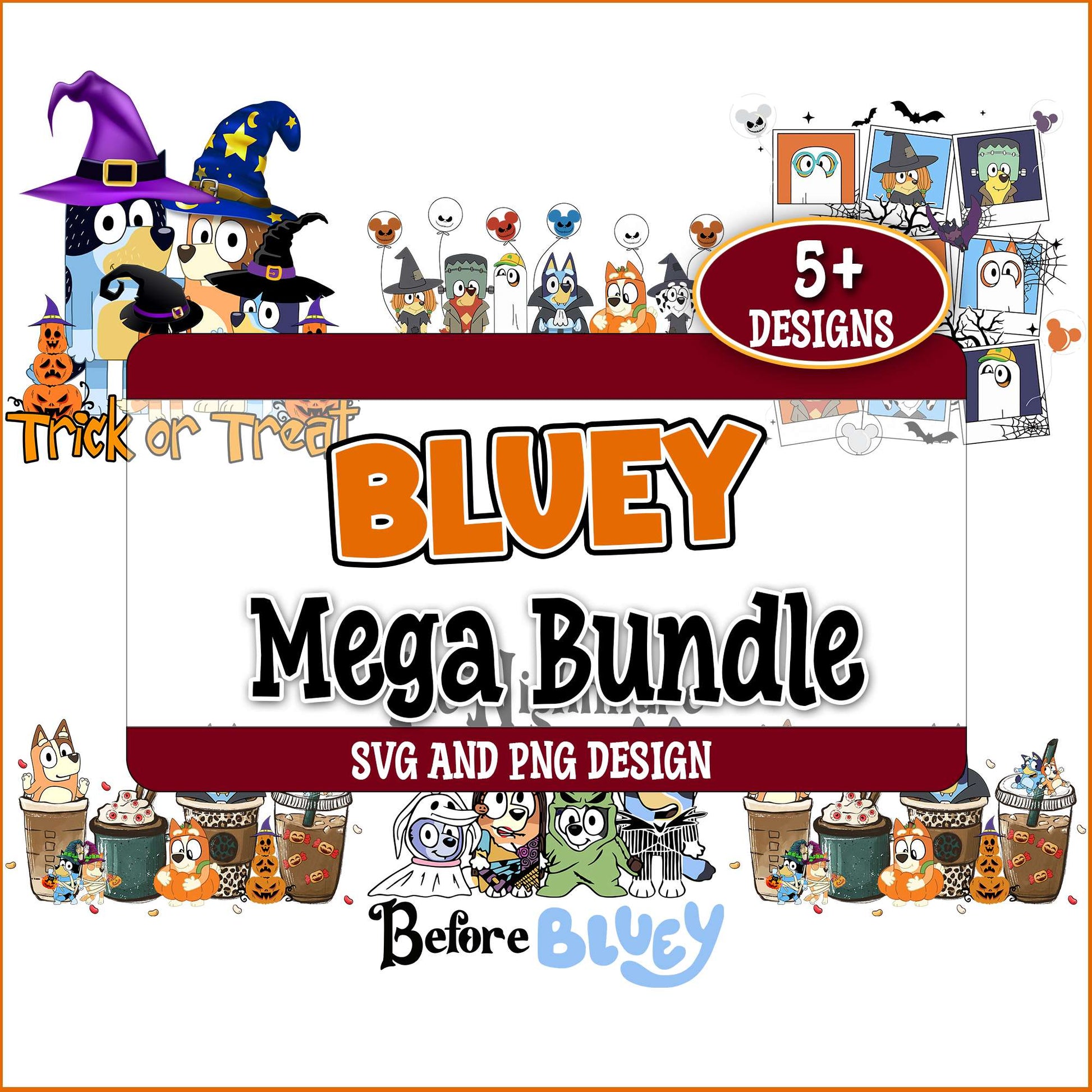 Coffee halloween bluey svg bundle