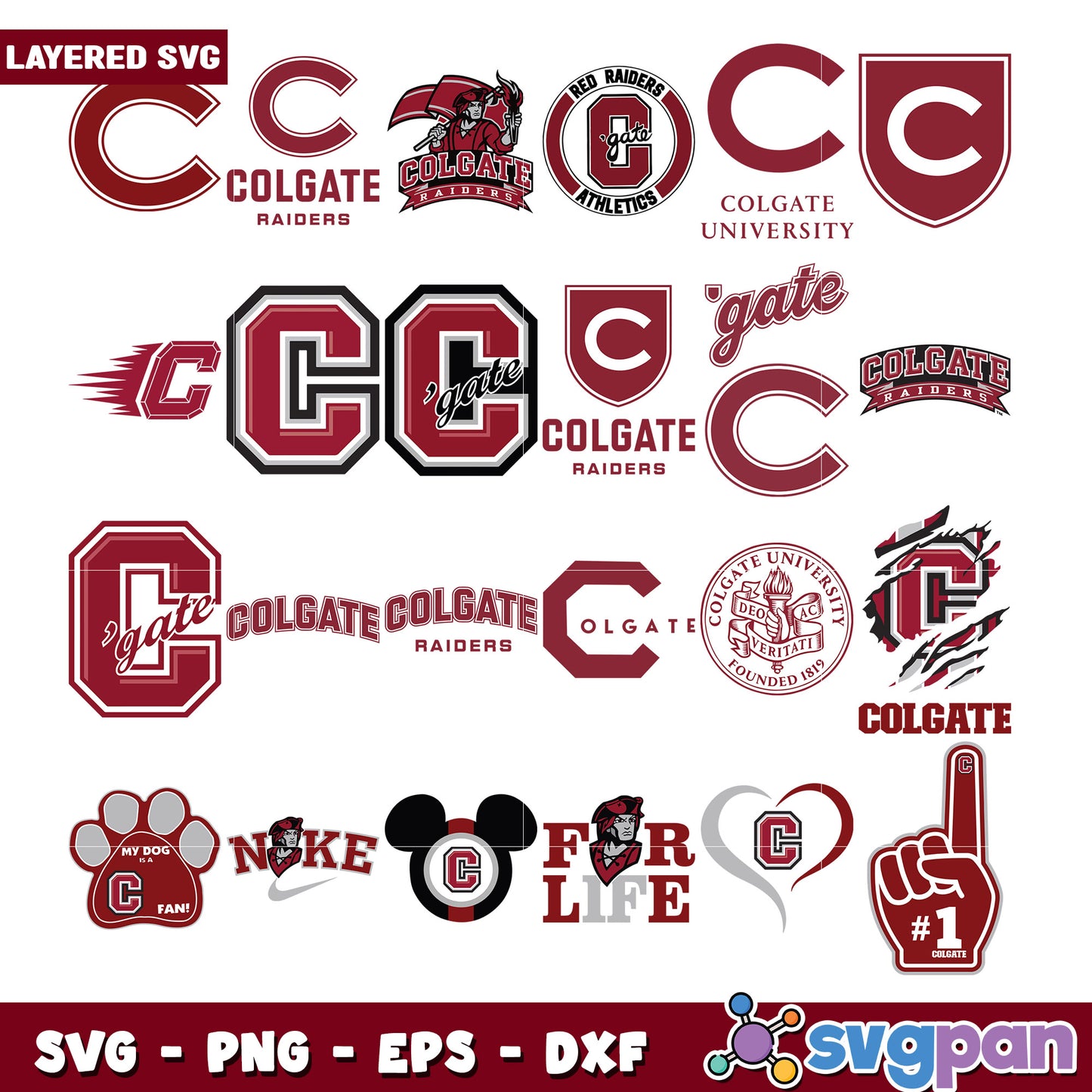 Colgate Raiders SVG Bundle 15 Designs