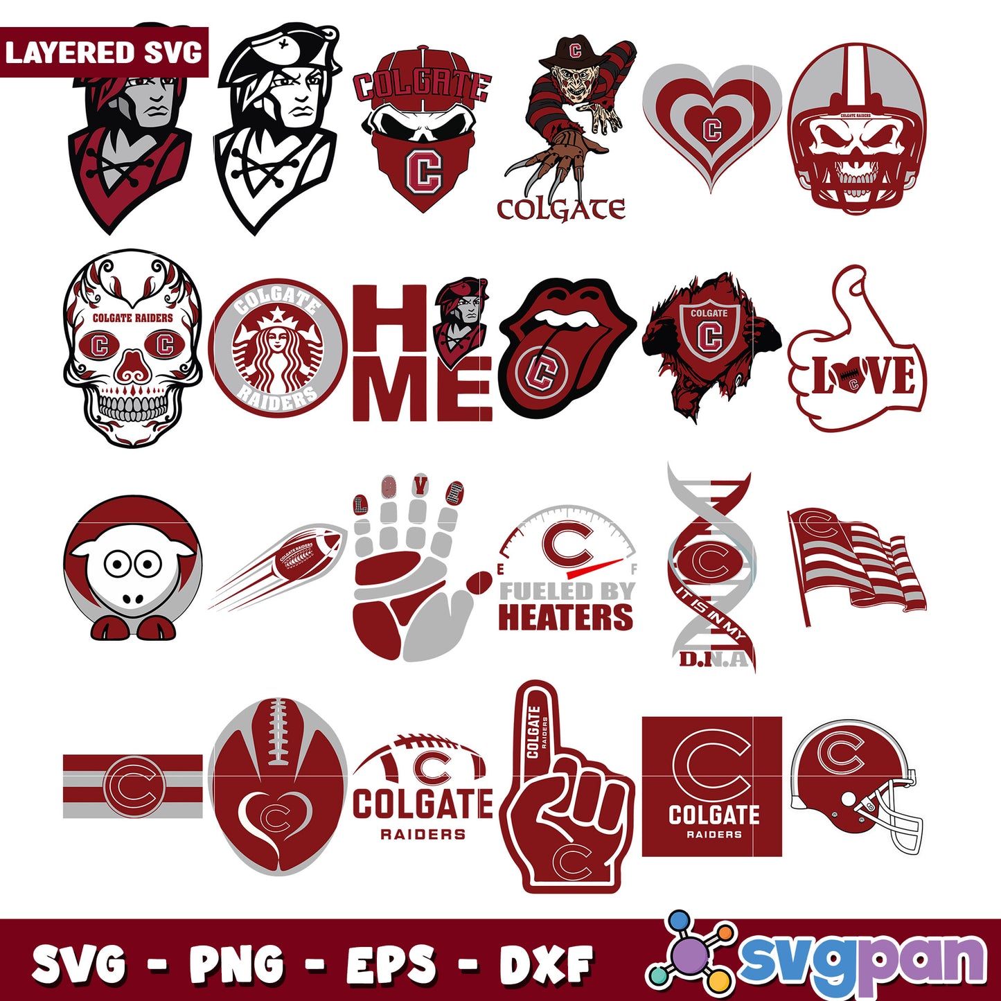 Colgate Raiders SVG Bundle 20+ Layered Designs