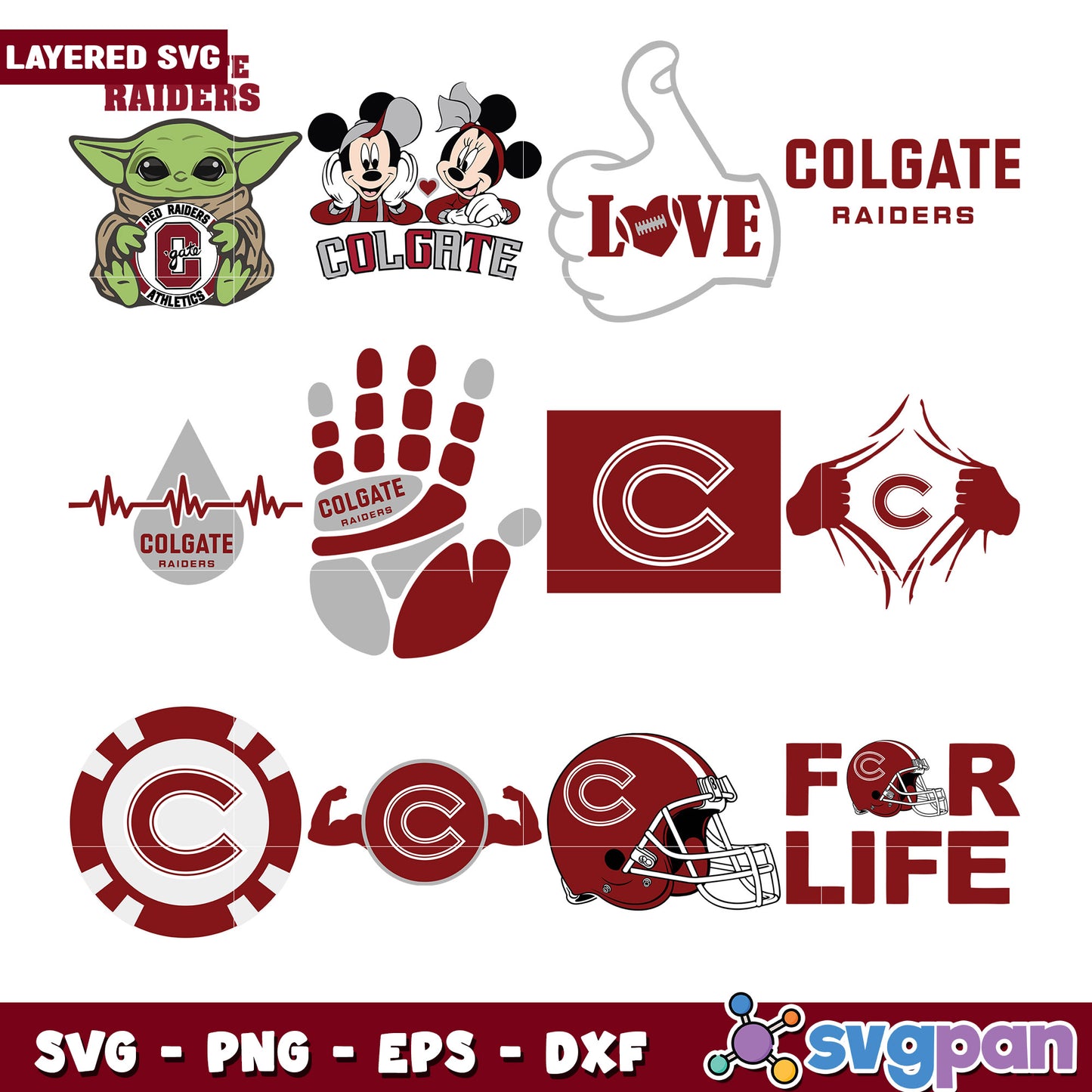 Colgate Raiders SVG Bundle Layered Designs