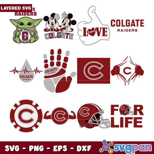 Colgate Raiders SVG Bundle Layered Designs