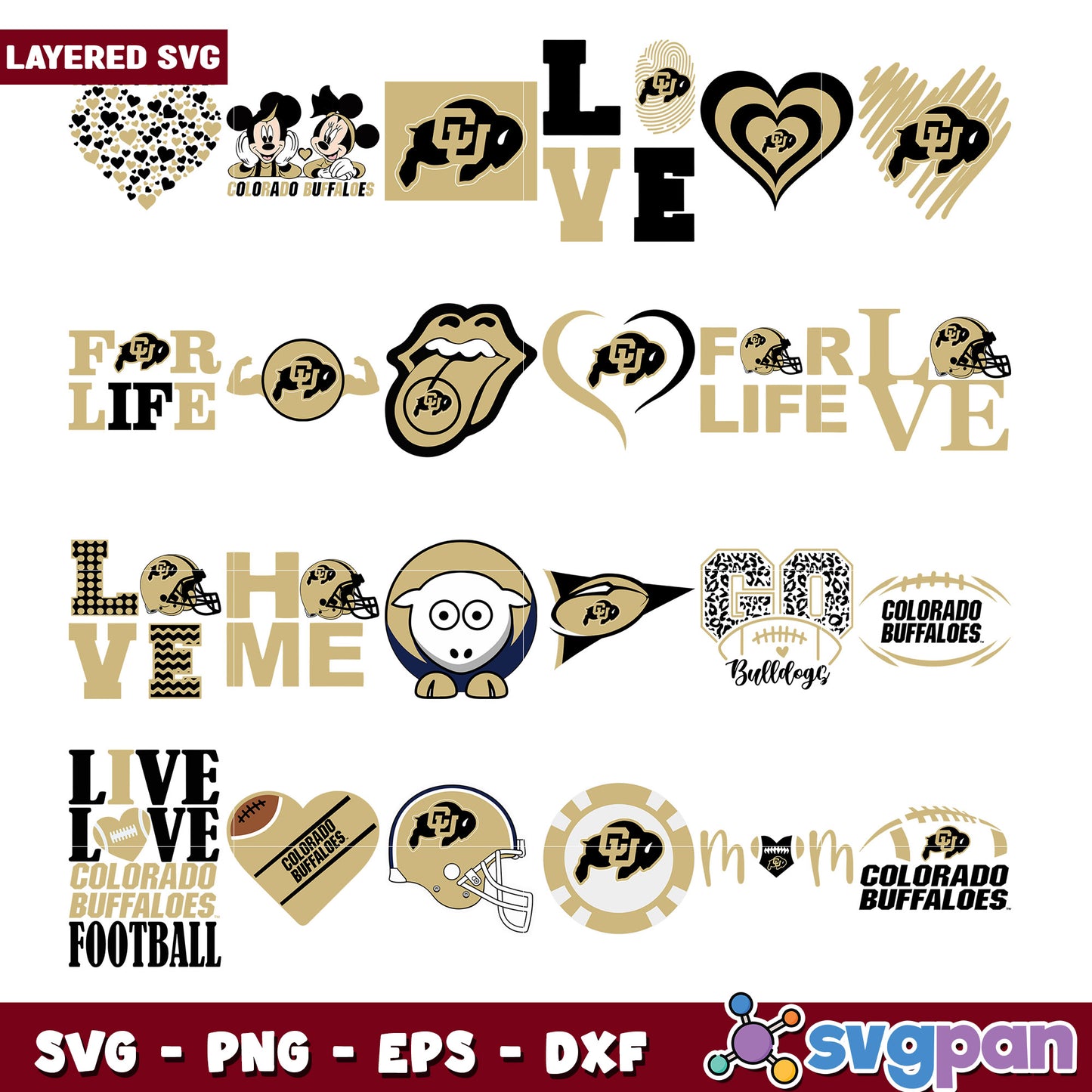 Colorado Buffaloes SVG Bundle Layered Designs
