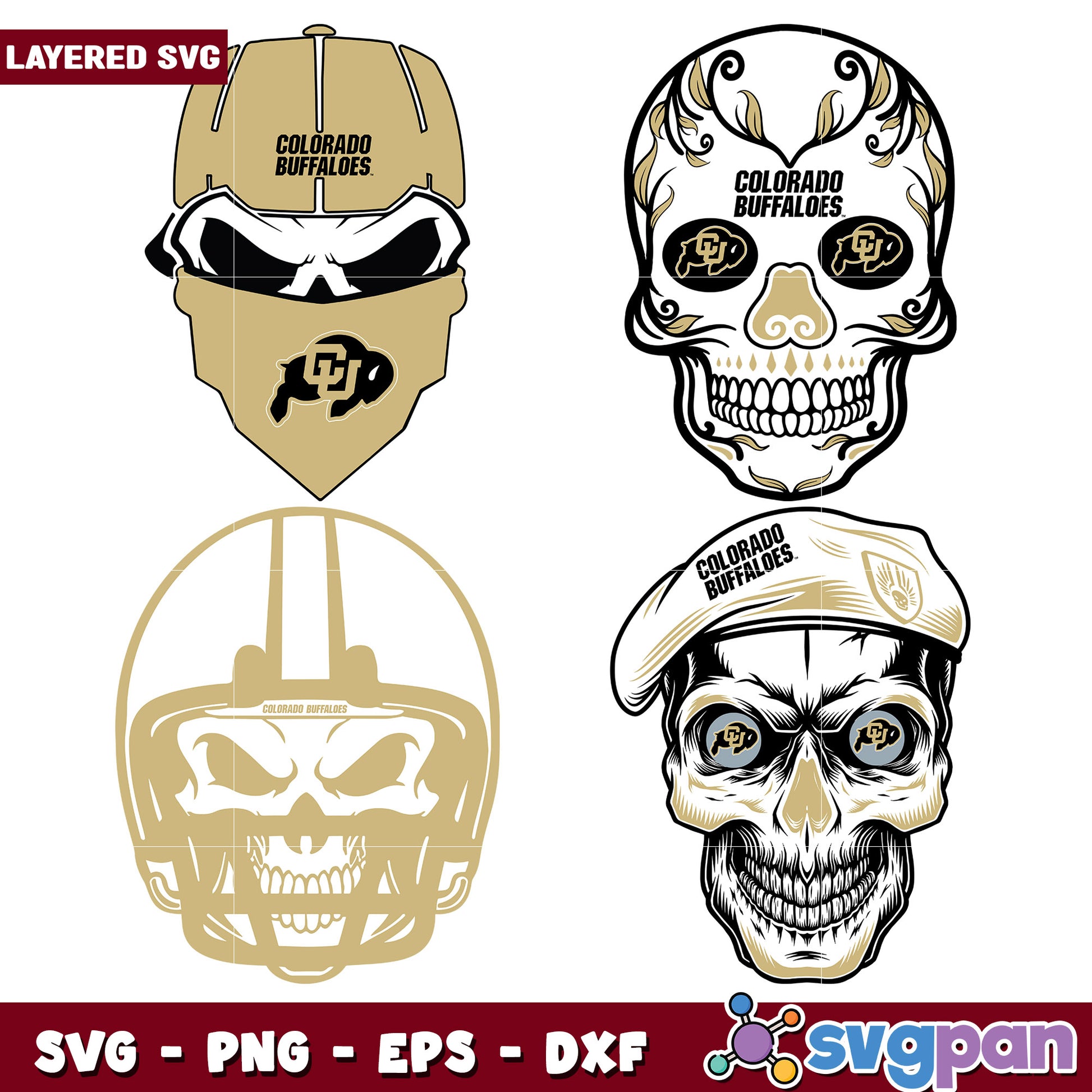 Colorado Buffaloes Skull SVG Bundle