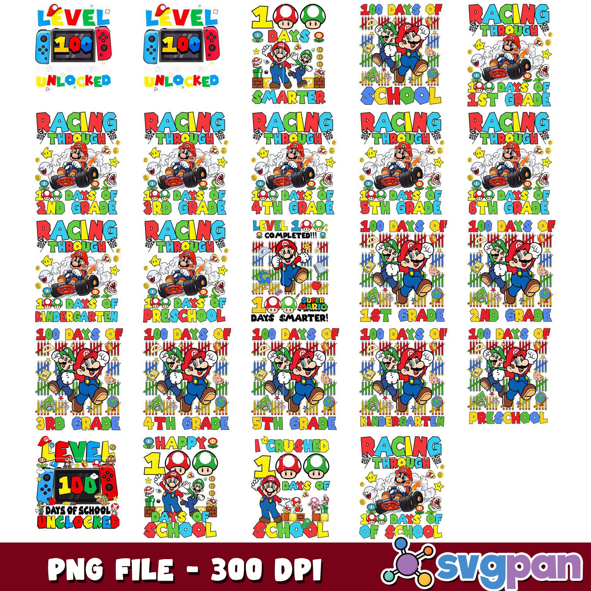 Colorful 100 Days of School Bundle PNG Design