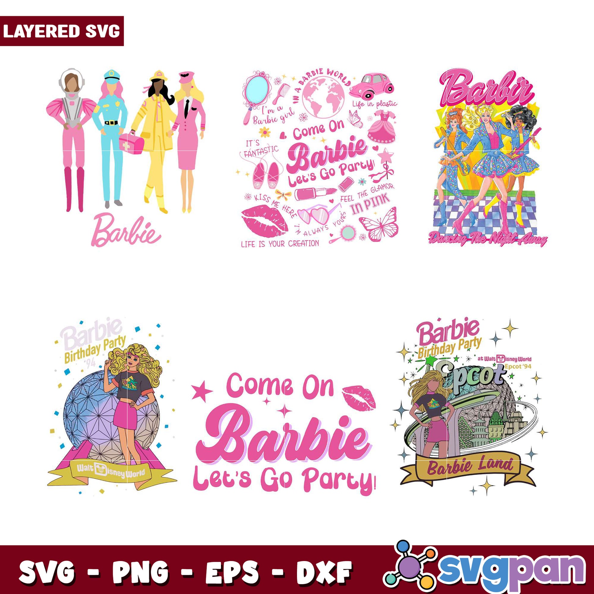 Colorful Barbie Party SVG Bundle for Craft Lovers