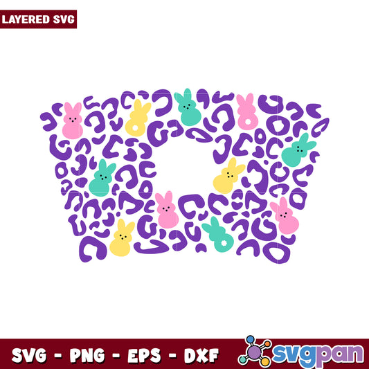 Colorful Bunny Leopard Print SVG Design, Perfect for Easter Crafts
