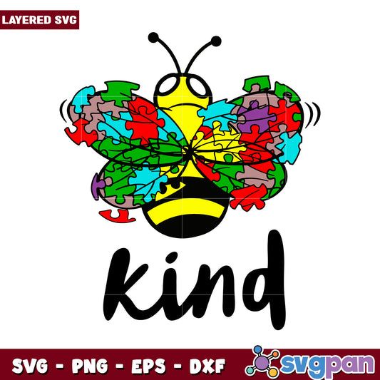 Colorful Butterfly Design with Kind Text, Perfect for Svg Projects