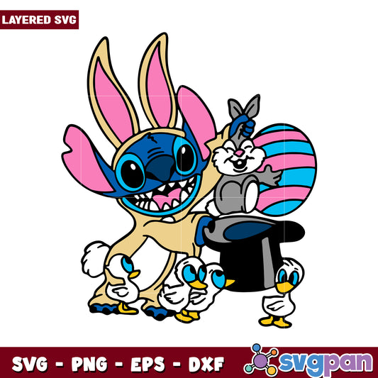 Colorful Cartoon Bunny Character SVG Design, Perfect for Crafts