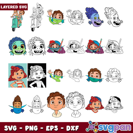Colorful Cartoon Character SVG Bundle for Crafts
