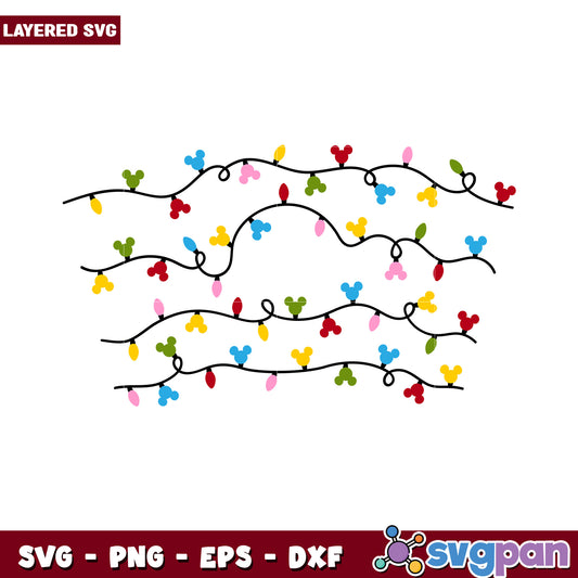 Colorful Christmas Lights SVG Design, Perfect for Holiday Crafting