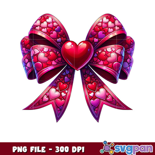 Colorful Heart Bow PNG File for DIY Projects, 300 DPI Download
