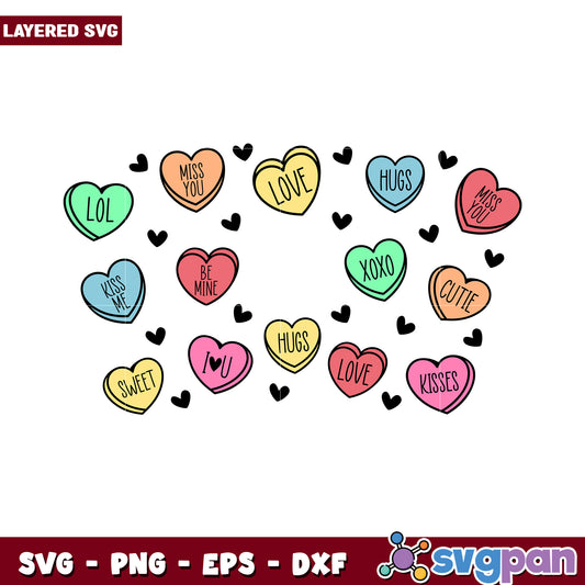 Colorful Heart Love Quotes SVG Design, Perfect for Craft Projects