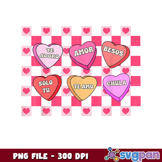 Colorful Heart Messages PNG Design, Perfect for Crafts