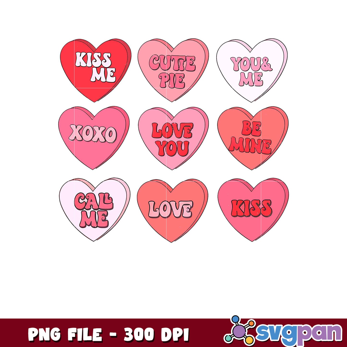 Colorful Heart PNG Designs for Valentines Day, Fun Gifts