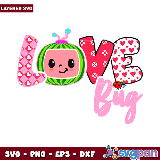 Colorful Love Bug Design for Kids Crafts, Perfect for Valentine's Day