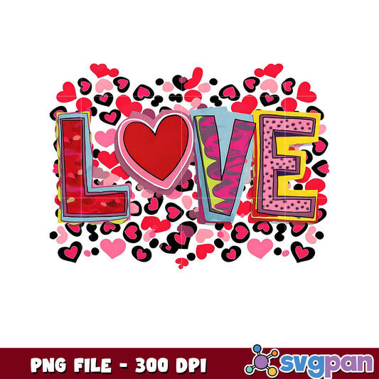 Colorful Love Design for Print, Stunning Heart Background PNG