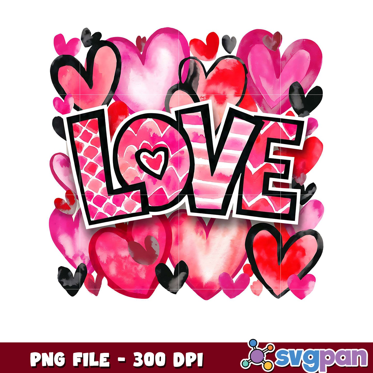 Colorful Love Hearts Design for PNG Print, Perfect for Gifts