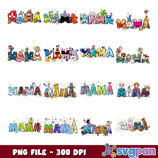 Colorful Mama Bundle PNG for Kids Crafts 300 DPI