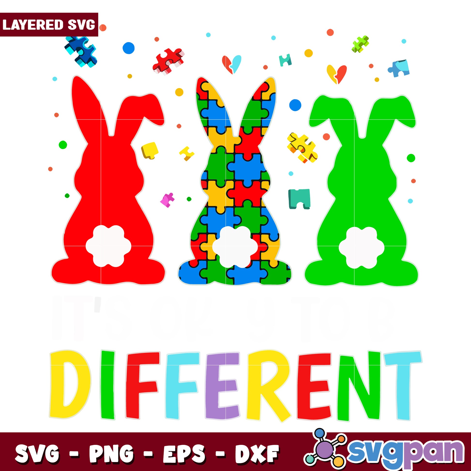 Colorful Puzzle Bunny SVG Graphic for Creative Projects