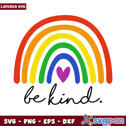 Colorful Rainbow Be Kind SVG Design, Perfect for Crafts and Decor