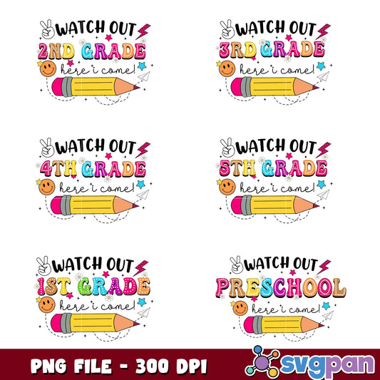 Colorful School Grade Bundle PNG for Students Fun Art