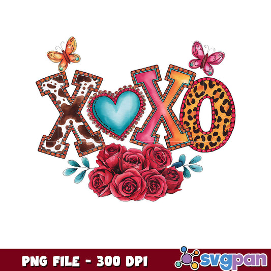Colorful XOXO with Roses and Butterflies, perfect for decor