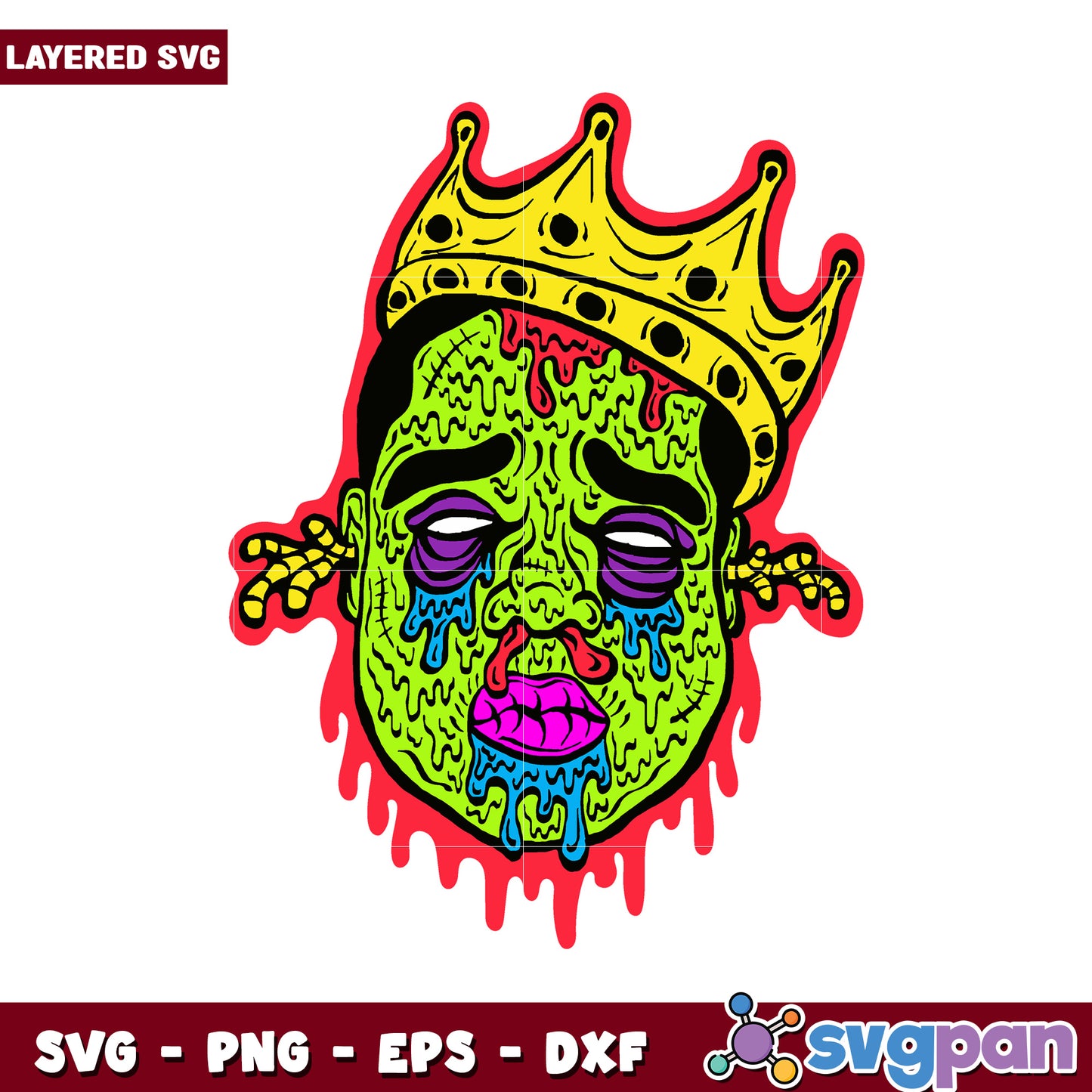 Colorful Zombie King Illustration, Perfect for Craft Projects and Design