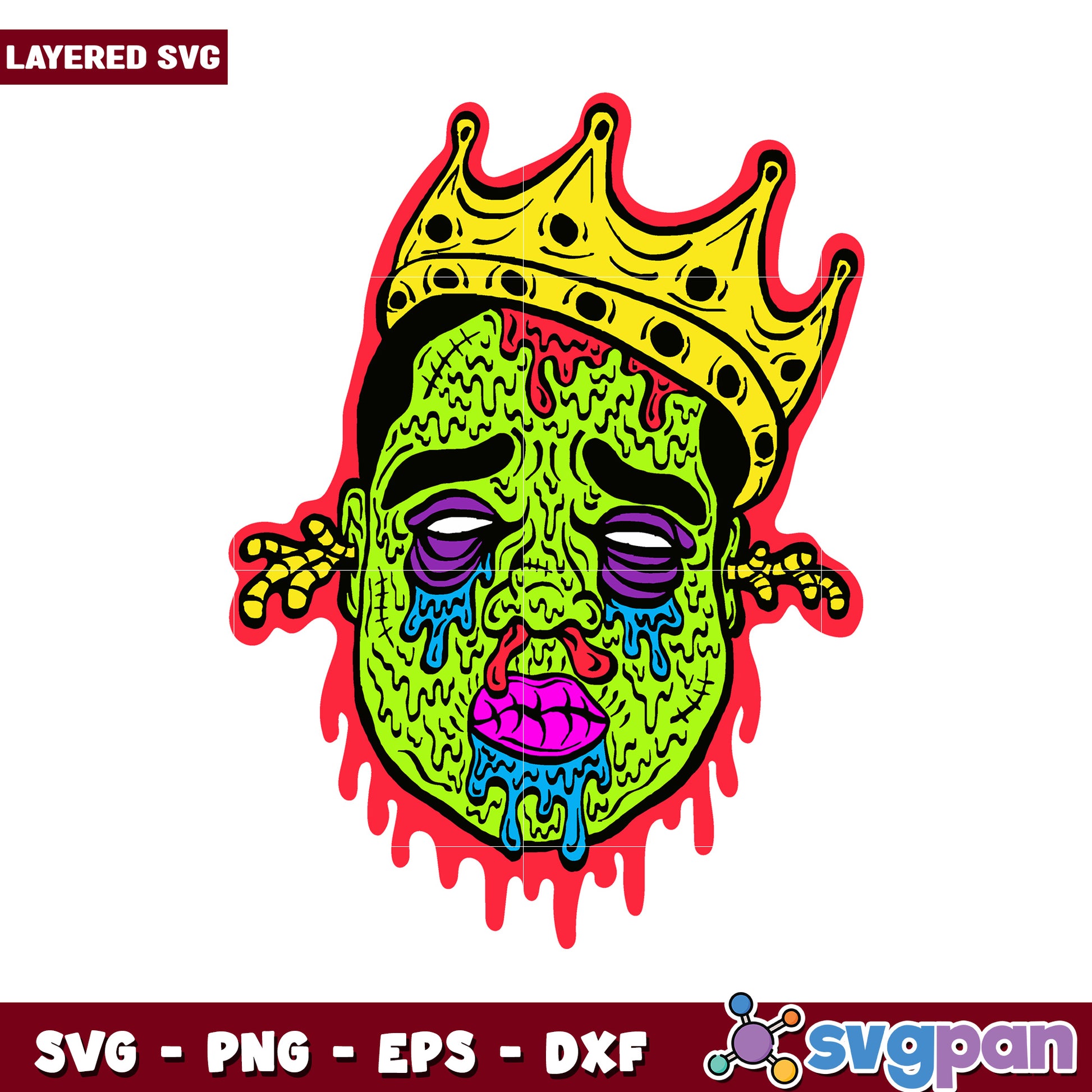 Colorful Zombie King Illustration, Perfect for Craft Projects and Design