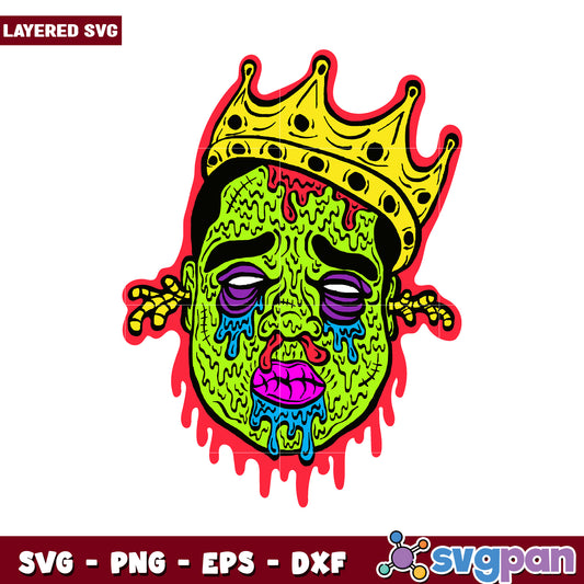 Colorful Zombie King Illustration, Perfect for Craft Projects and Design