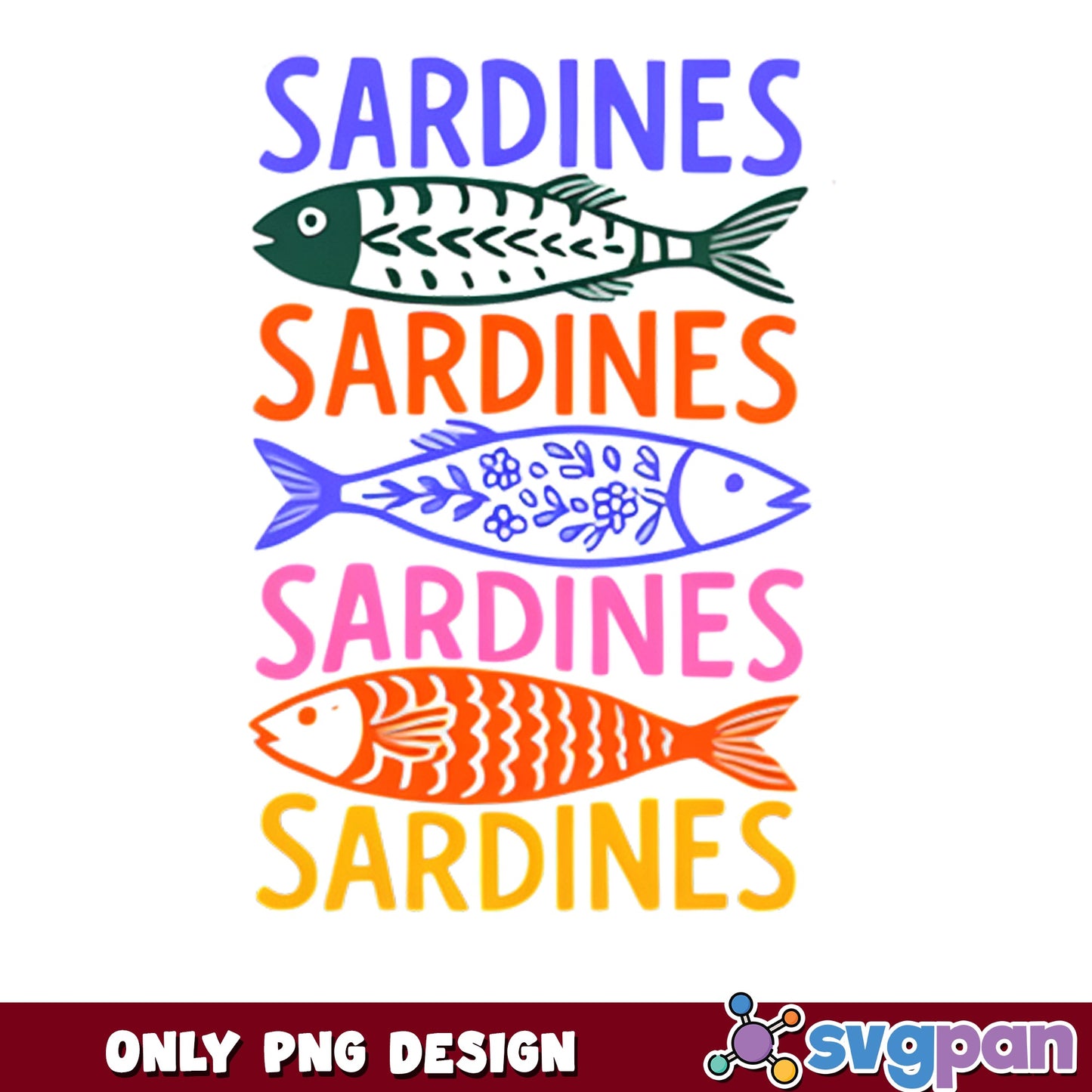Colorful Sardines Fish PNG, Cute Fish Design PNG, Ocean PNG