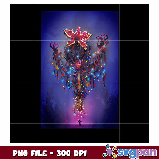 Colorful design of demogorgon png, hawkins town png, friends png