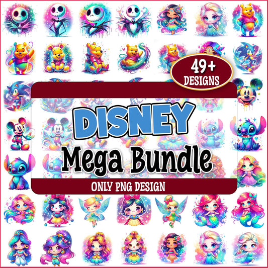 Colorful disney desgin png bundle