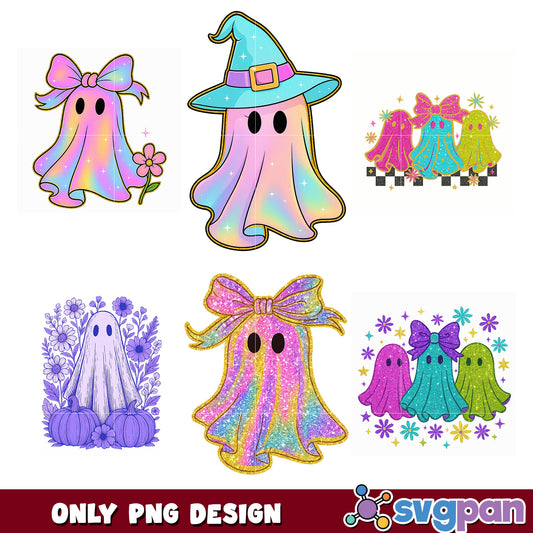 Colorful ghost png bundle