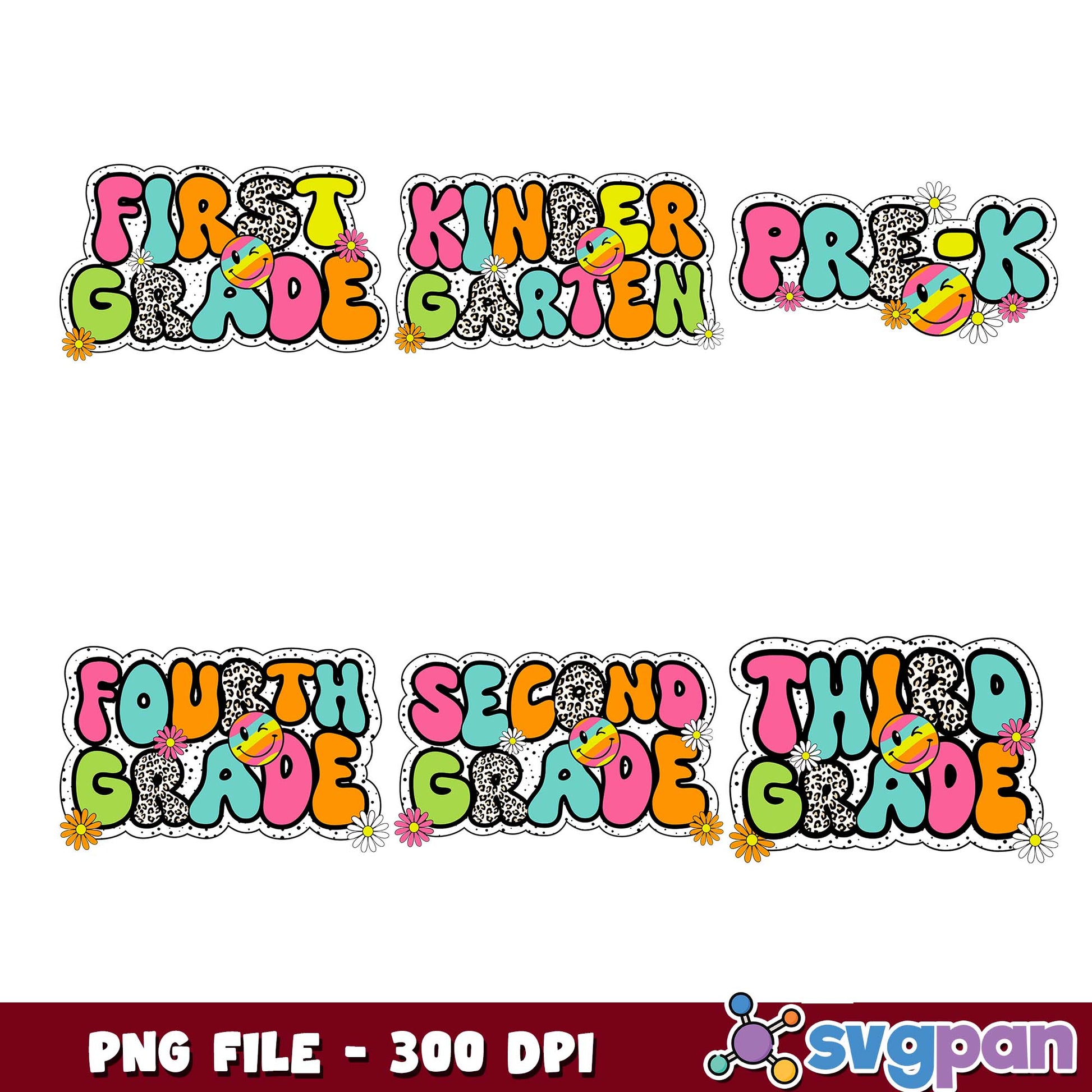 Colorful grades design png bundle